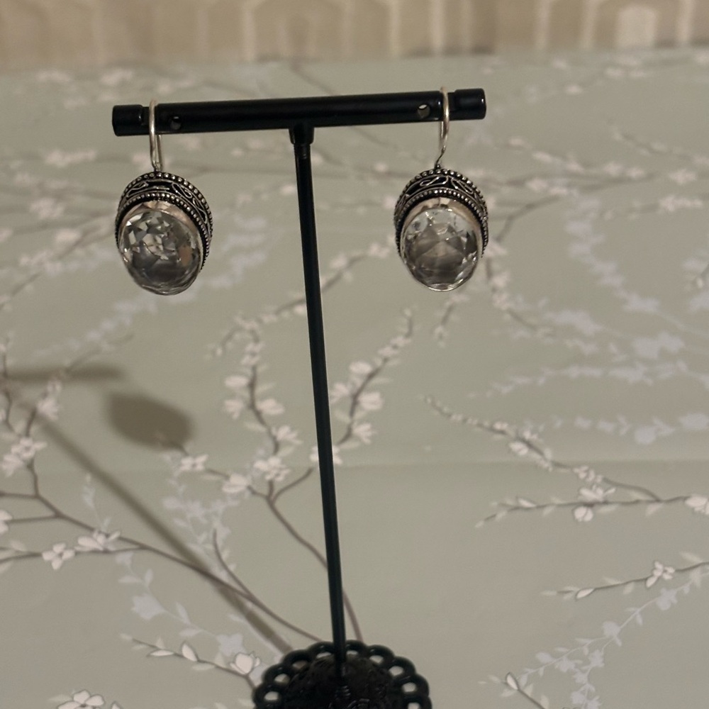 White Topaz sterling silver earrings